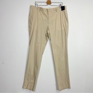 Nordstrom Pants Mens 38 W Beige Stripe Dress Pant Trim Fit Cotton Blend NWT